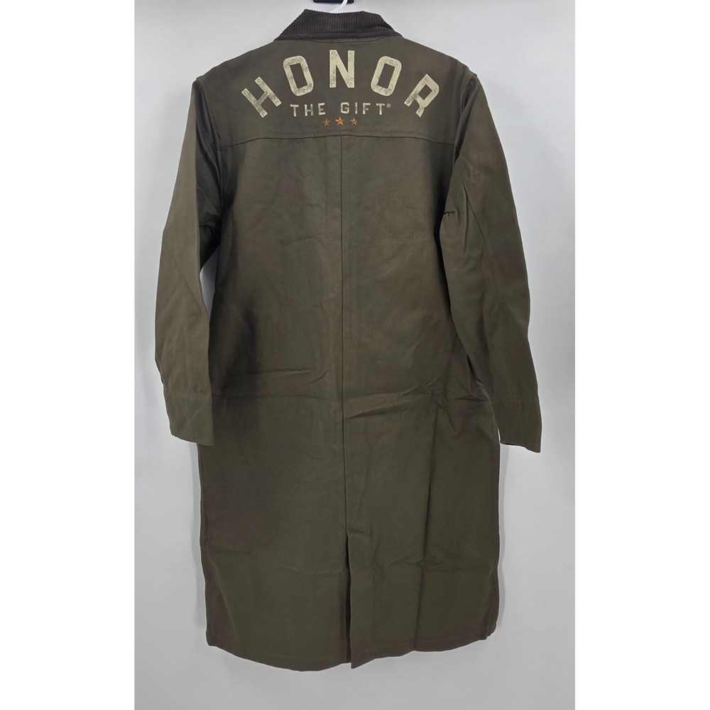 HONOR THE GIFT TRENCH COAT MENS LARGE ARMY GREEN OLIVE CANVAS CHORE STREETWEAR